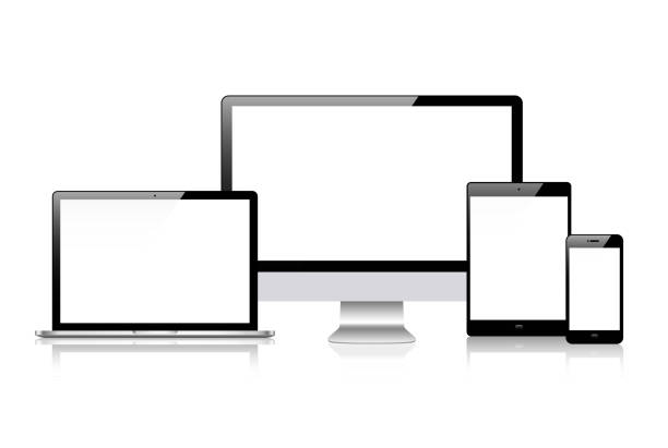 istock Realistic vector. Device set: monitor laptop, tablet and phone template 1187426157