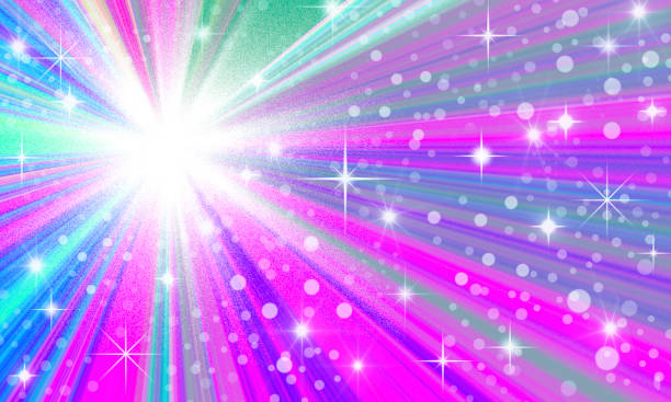 istock Explosive Burst of Teal and Magenta Colors - Flash of Light Background - Futuristic Blast - Copy Space 1187426236
