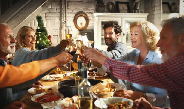 Photo of Family having Thanksgiving dinner.