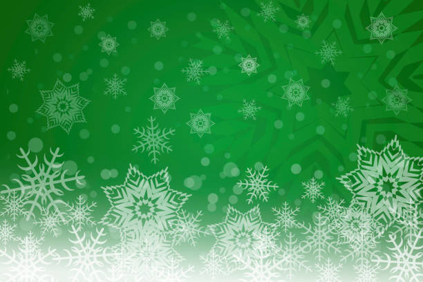 istock Christmas and New Years Holidays Green Background with Snowflakes - Copy Space 1187431151