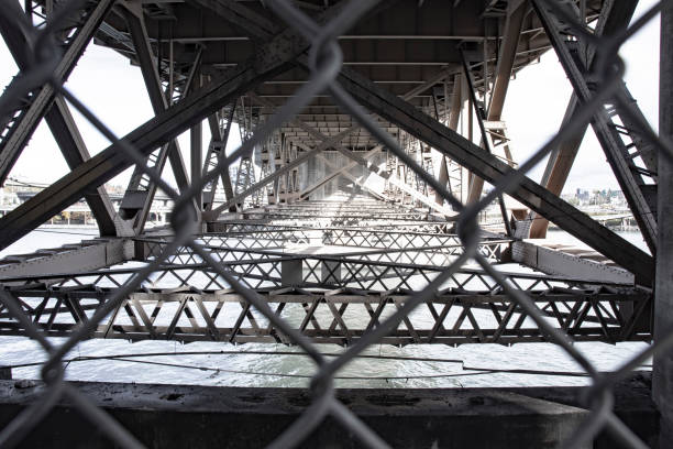 istock View below Portland industrial bridge, architecture and photographic effect 1187431407