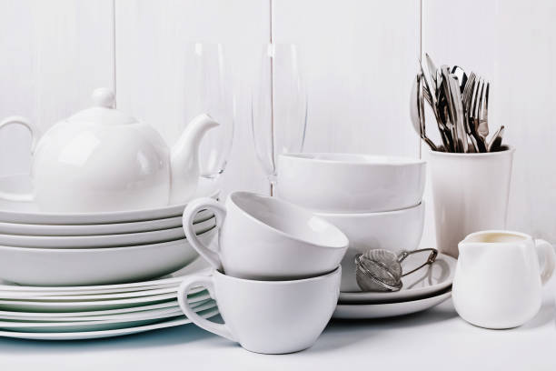 istock Dishware on the white background close-up 1187433852