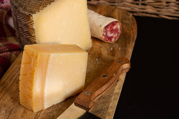 istock Cheese board and Iberian sausage on slate stone 1187434094