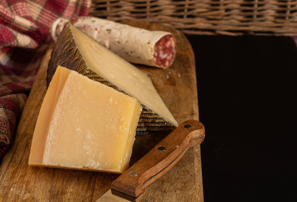istock Cheese board and Iberian sausage on slate stone 1187434101