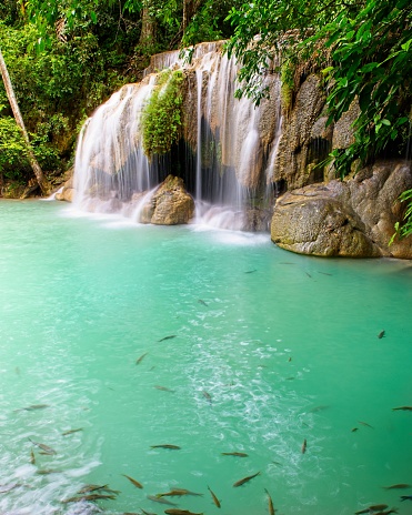 Beautiful  Erawan Waterfall in Thailand