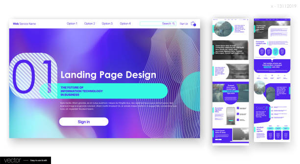 ウェブサイトからのランディングページのデザイン。web ui ux デザイン。 - ウェブテンプレート点のイラスト素材／クリップアート素材／マンガ素材／アイコン素材
