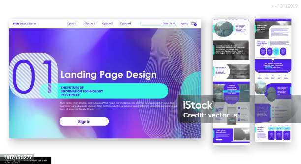 Landing Page Design From Website Web Ui Ux Design Stock Illustration - Download Image Now