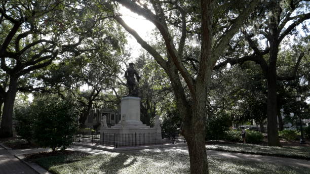 istock rear view of the oglethorpe statue at chippewa square in savannah 1187463242