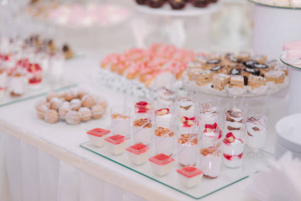 istock Sweet desert on the table. Different desserts on candy bar 1187473697
