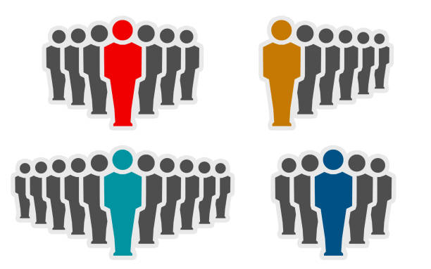 3D person pictogram, 6 color set.