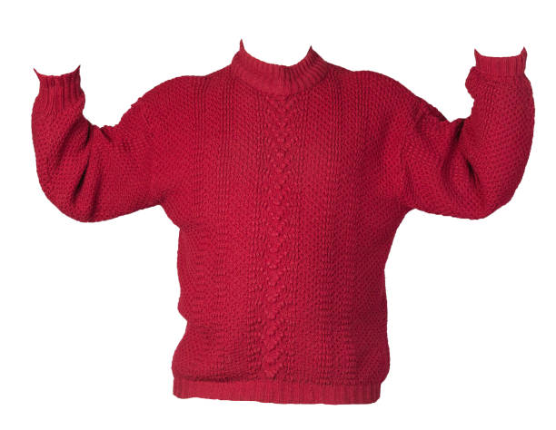 Female knitted red sweater isolated on a white background. warm winter women sweater front view
