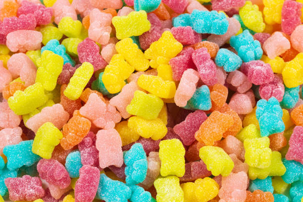 istock Jelly sweats bears background. Top view. 1187486542