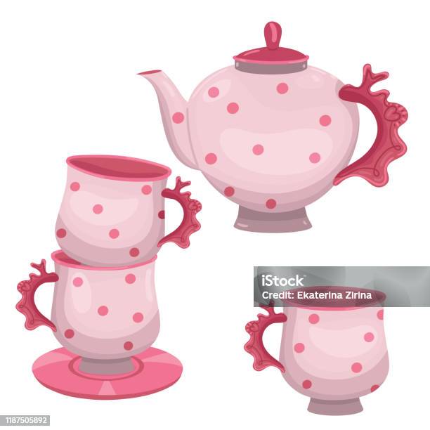 Pink Teapot and Kettle Cartoon Illustrat Graphic by pch.vector · Creative  Fabrica