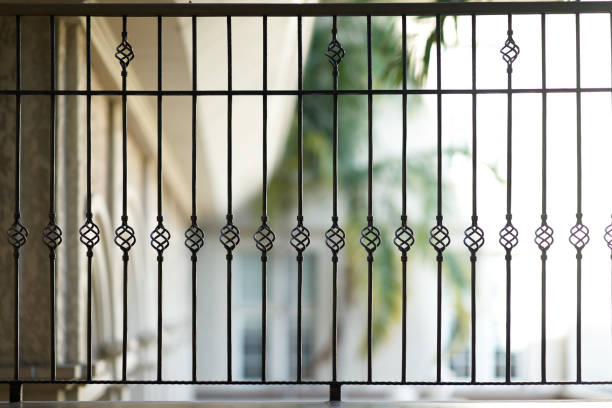 Steel window grating on house veranda for security and beautiful concept stock photo