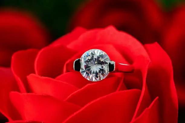 Photo of Closeup Diamond gem wedding rings
