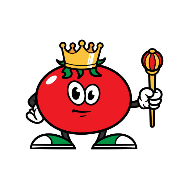 illustrazioni stock, clip art, cartoni animati e icone di tendenza di illustrazione del personaggio del pomodoro cartoon king - princess diet