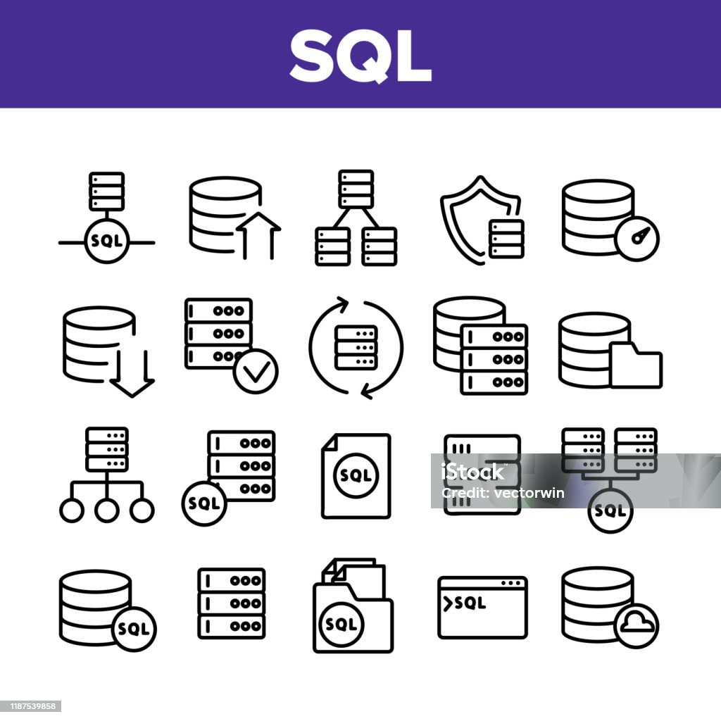 Sql Symbole Sql Database Collection Elements Icônes Set Vector Vecteurs libres de ...