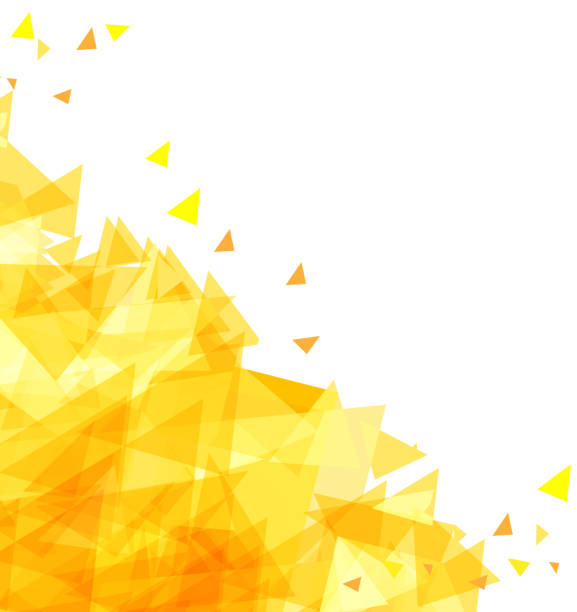 Modern Abstract background of chaotically moving triangles. Yellow Abstract background of chaotically moving triangles. The gradient from light yellow to orange. Modern background for cover design, banner, flyer. Vector illustration. christmas chaos stock illustrations