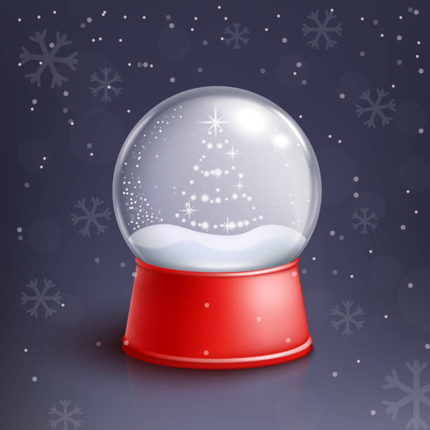 istock Christmas glass snow globe with falling snowflakes realistic vector illustration. 1187548508