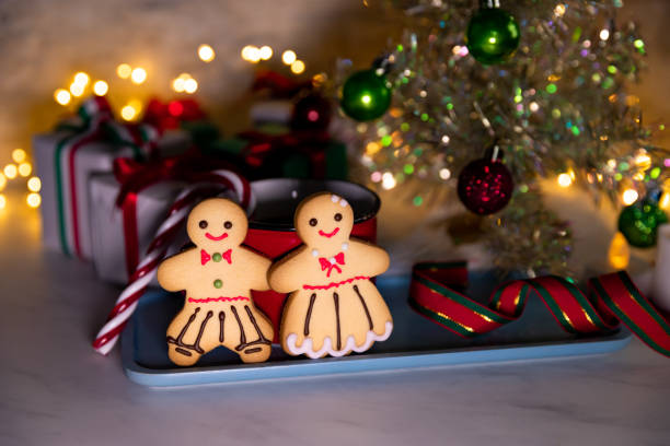 Gingerbread couple on white background
