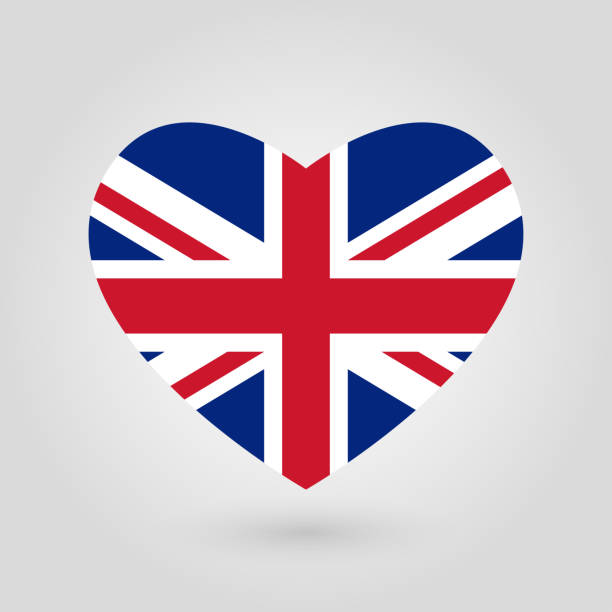 UK flag in the heart shape. British flag icon. Great Britain, United Kingdom and England national symbol. Vector illustration. UK flag in the heart shape. British flag icon. Great Britain, United Kingdom and England national symbol. Vector illustration. london memorabilia stock illustrations