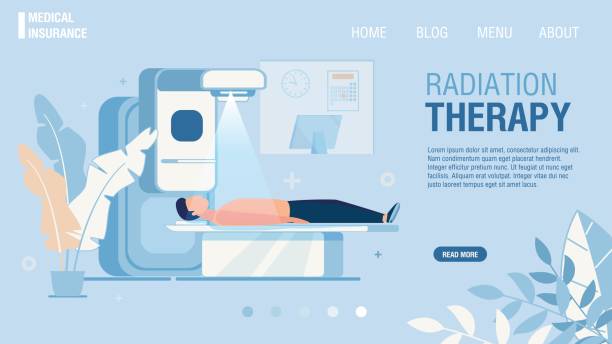 illustrazioni stock, clip art, cartoni animati e icone di tendenza di pagina di destinazione che offre il servizio di radioterapia - oncologo
