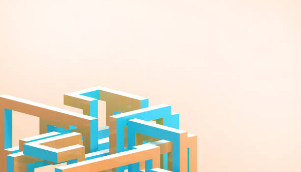 istock Abstract Architecture business modern Background Blue and Orange Structure Geometric concept Inspiration Art style on Orange background Structure - 3d rendering -Technology Cube futuristic 1187558065