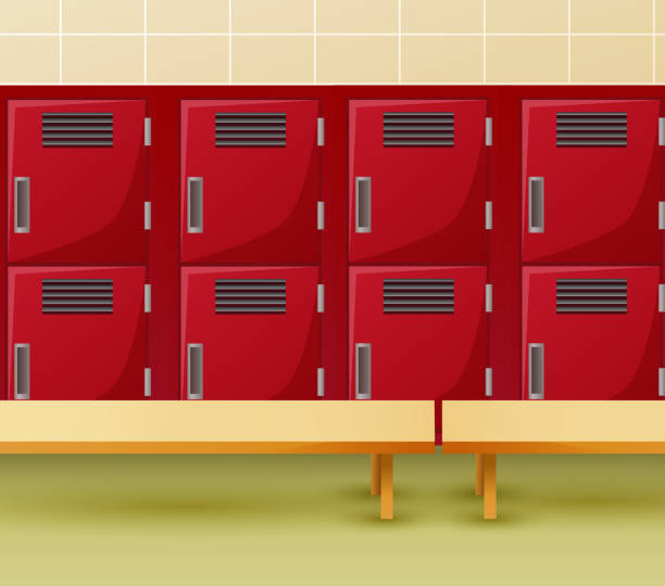 istock Locker room of gym or school sport changing room 1187559843
