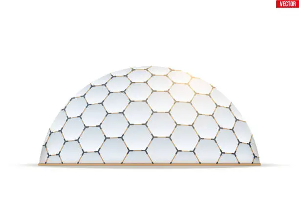 Vector illustration of Geodesic dome of hexagon honeycombs form