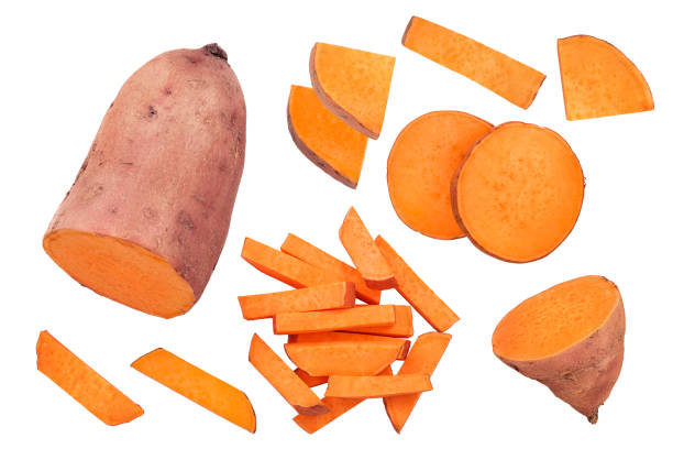 istock Sweet potato isolated on white background closeup. Top view. Flat lay. 1187560758