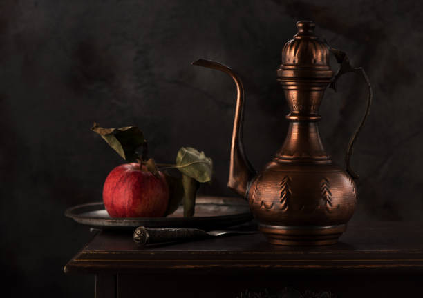 istock stilllife with a copper jug (kumgan) and  apple on a tray 1187562030