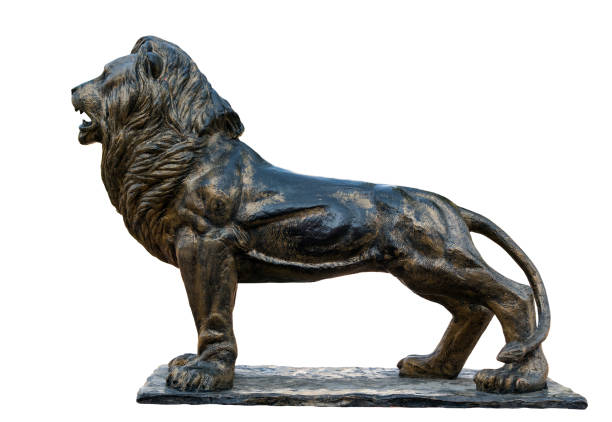 istock Lion sculpture isolated on white background. 1187562050