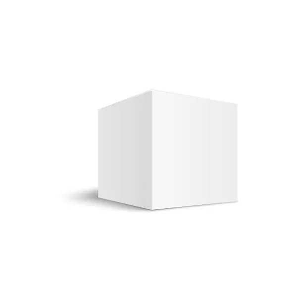 Vector illustration of White square box mockup and packaging for cardboard or paper cream.