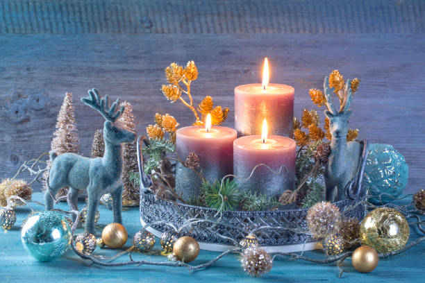 istock Candles and christmas decoration 1187566124
