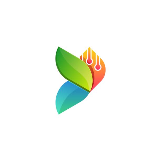 Abstract Leaf Technology Colorful Illustration Vector Design Template Abstract Leaf Technology Colorful Illustration Vector Design Template. Abstract Nature Green Tech Concept Illustration Vector Template, Suitable for Creative Industry, Multimedia, entertainment, Educations, Shop, and any related business naming organic compounds stock illustrations