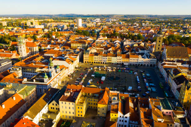 istock Flight over the city Ceske Budejovice 1187575945
