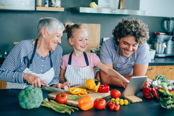 istock Modern multi-generation family having fun in the kitchen 1187576085