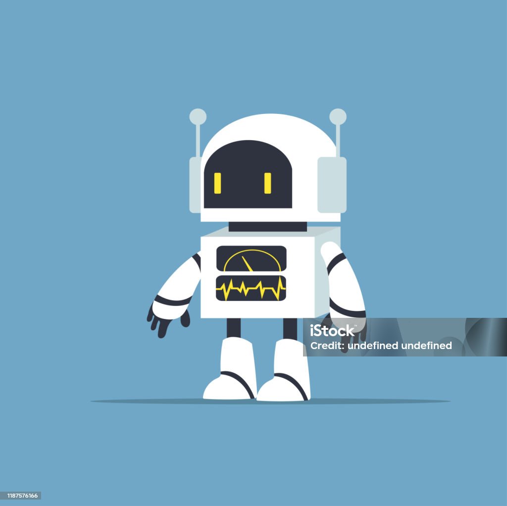 Nette weiße Roboter Charakter Vektor - Lizenzfrei Roboter Vektorgrafik