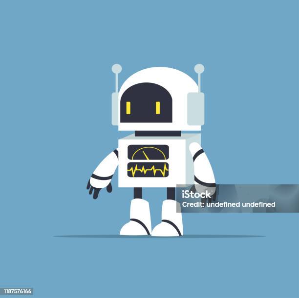 Nette Weiße Roboter Charakter Vektor Stock Vektor Art und mehr Bilder von Roboter - Roboter, Vektor, Cyborg