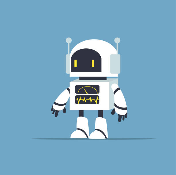 ilustraciones, imágenes clip art, dibujos animados e iconos de stock de lindo vector de personaje robot blanco - robot