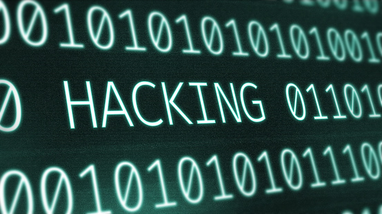 Binary Code Digits Background With Hacking Inscription Stock ...