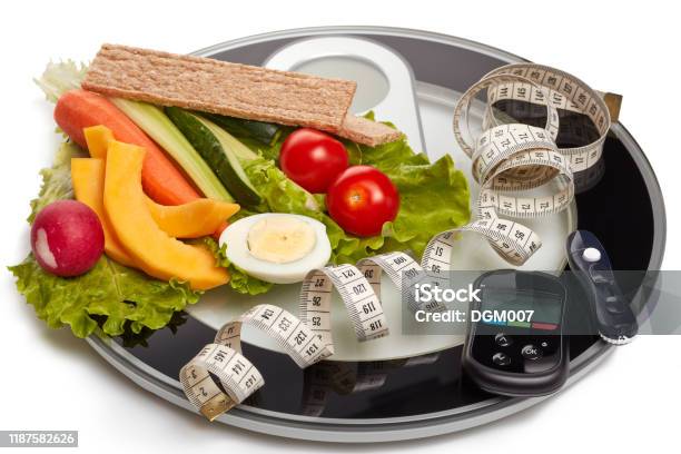 Concept Of Healthy Lifestyle Stock Photo - Download Image Now - White Background, Diabetes, Blood Sugar Test