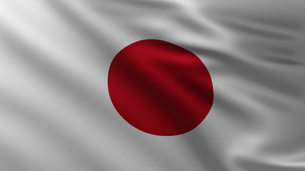istock Large Japanese Flag in the wind 1187583293