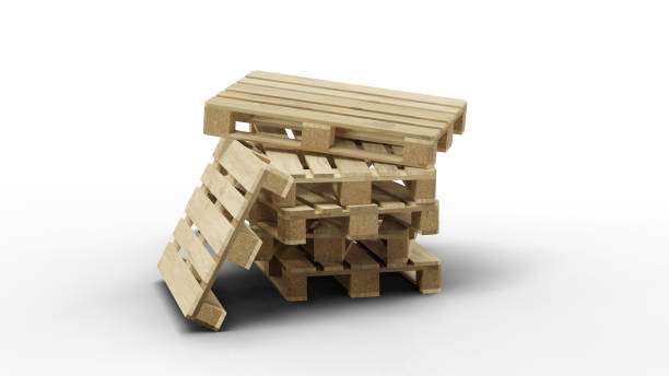 istock Some wood pallet stacked in disorder 1187583305