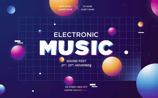 Vector illustration of Modern Gradient Electronic music template design poster