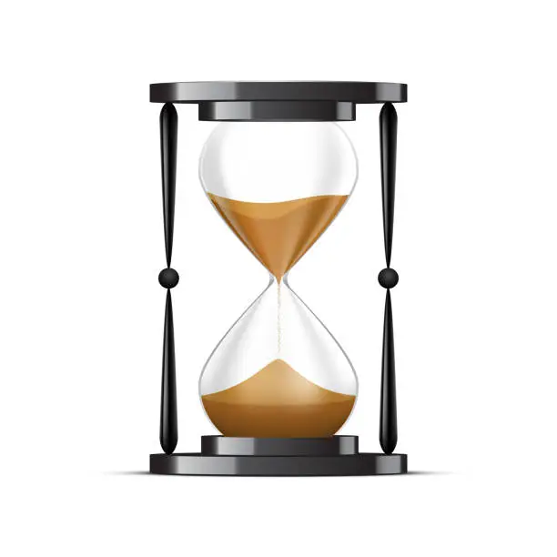 Vector illustration of Antique black hourglass with transparent elements