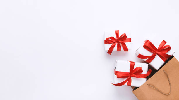 istock Christmas presents in beautiful boxes for winter holidays 1187583766