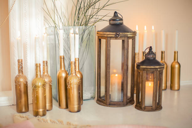 Golden Christmas decorations with large details and a beautiful composition.
