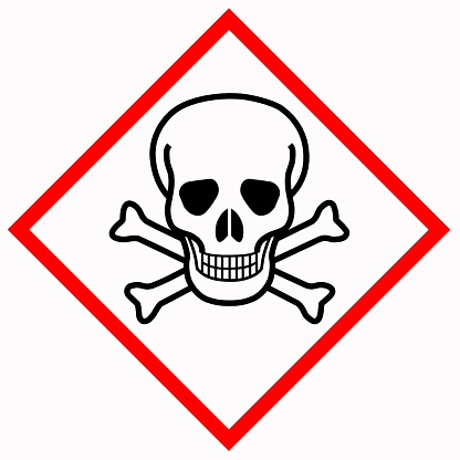 Warning sign GHS06 danger poison on white background