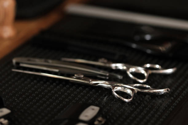 istock A set of cutting tools for cutting barber beard salon. professional barber tools. 1187591689